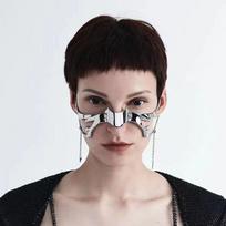 Unisex Kiberpunk Metalinė Kaukė Reguliuojamas Auskaras, Lūpos Žiedų Rinkinys Punk Stiliuje Nose