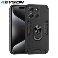 KEYSION Atsparus smūgiams dėklas, skirtas Motorola MOTO G86 5G, minkštas silikonas+PC, apsauga kamerai, metalinis žiedas, stovas, telefono dangtelis, skirtas MOTO G56 5G for MOTO G86 5G juoda