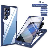 360 laipsnių pilnos apsaugos dėklas, skirtas Samsung S25 Ultra S23 Plus S21 S20 S25 Edge, Funda, skirta Samsung S24 Ultra S25, ekrano apsauga, telefono dėklas S23 Ultra safyro mėlyna spalva