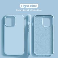 Luxury Liquid Silicone Case For iPhone 15 14 13 12 11 Pro Max Case For iPhone 13 12 mini X XR XS MAX 8 7 Plus Shockproof Cover For iPhone 15 ProMax šviesiai mėlyna spalva