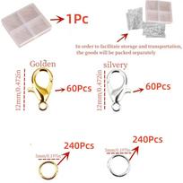 601Pcs/Set Lobster Clasps Hooks Connectors Jump Rings For Bracelet Necklace Chain DIY Jewelry Making Findings 601Pcs/Set auksas/sidabras