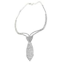 Sparkly Rhinestones Necklace Short Tie Gothic Choker Crystal Metal Chain Necktie for Women Wedding Jewelry Neckwear sidabras