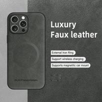 Odiniai dėklai su MagSafe, skirti iPhone 16 Pro, magnetinis belaidžio įkrovimo telefono dėklas iPhone 13 15 14 Plus 11 12 Pro Max 16e dangtelis iPhone 15 pilka spalva