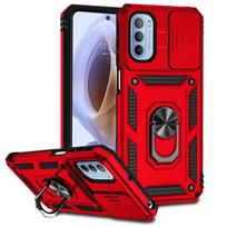 Dėl Motorola Moto G31 G41 dėklo Magnetinis metalinis žiedas Laikiklis Šarvuoti dėklai Dėl Moto G 31 41 MotoG31 MotoG41 Slankiojantis objektyvo apsauginis dangtelis for Moto G31 raudona