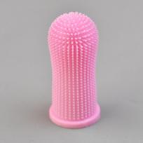 Pirštų dantų šepetėlis augintiniams katėms ir šunims - Dantų akmenų šalinimo priemonė burnos higienai pink