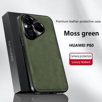 Luxury PU Leather Phone Case For Huawei Pura 80 70 Ultra Pro+ Magsafe Magnetic Metal Ring Lens Protection Shockproof Cover PU Leather&Huawei Pura 80 žalia