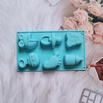 Cute Pacifier Baby Stroller Small Foot Shape Silicone Mold Cake Jelly Diy Chocolate Candy Soap Candle Mold Party Supplies