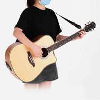 DG 1121 Gitaros diržas elektrinėms ir akustinėms gitaroms Reguliuojamas 32–54 coliai Juodi nailoniniai diržai su dirbtinės odos galais juoda