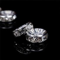 100 vnt. 6/8 mm Rondelle disko 316 nerūdijančio plieno kristaliniai tarpikliai su deimantukais papuošalų gamybai, „pasidaryk pats“ apyrankei 6mm sidabras