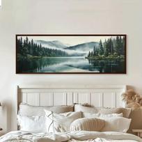 Didelio dydžio Taikingas kalnų rūkas drobės meno spaudinys Rūko miško kraštovaizdis Sienos meno plakatas moderniam svetainės namų biuro dekorui 20x60cm No Framed