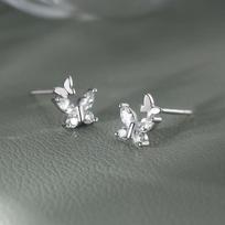 Butterfly Design 999 Sterling Silver Stud Earrings - 2025 Trendy High-End Light Luxury Women's Fashion