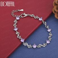 925 sterlingo sidabro violetinis AAA cirkonio apyrankės dovana vestuviniai papuošalai 20cm