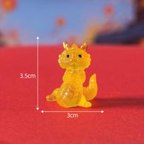 Adorable Translucent New Year Little Dragon Figurine Resin Miniature Desk Ornament geltona