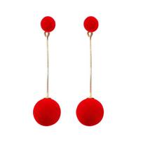 Round Ball Women Girls Earrings Ear Loop Drop Dangle Alloy Earrings Personality Fashion Jewerly raudona
