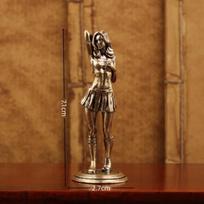 Vintažinė žalvarinė bikini merginos skulptūra, retro figūrėlė, art deco stiliaus stalinė dekoracija, unikali biuro stalo dekoracija, kolekcionuojama dovana suaugusiam