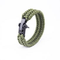 Išgyvenimo virvė „Paracord“ apyrankė lauko kempingo žygiams, plieninė sagtis 9 inches 23cm armijos žalia spalva