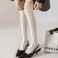 Thigh-high Socks, Knee-length Socks, Trendy Women's Color-blocking Striped, Individualistic High-top Pile Socks 1 pair dramblio kaulas