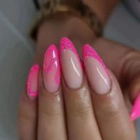 FrenchGlitter False Nails Long Almond Press on Nails Manicure Fake Nials  Women Z270