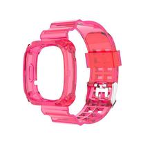Case Non-slip Smart Bracelet Watch Strap Transparent Wristband Replacement Band Glacier Clear Strap rožinė raudona spalva
