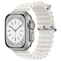 Compatible with Apple Silicone Watch Band Series 10, Double Buckle Ocean Band for Series 9, and Sports Model Ultra 11 Series 2. 42/44/45/49mm fits series S1-S9 antikinės baltos spalvos