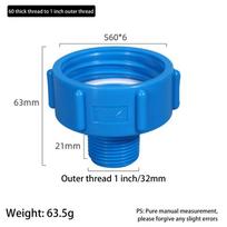 1Pc Ibc Tank Adapter 60Mm To 1/2'' 3/4'' 1'' Fine Thread Water Pipe Connector Bsp Male Reducing Fittings Conversion Joint