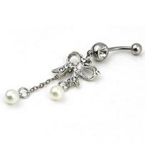 Women Butterfly Dangle Ball Button Barbell Bar Body Piercing Belly Navel Ring sidabras