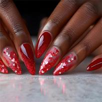 Press on Nail Short Almond Fake Nail French Full Cover Acrylic False Nail Valentine Design Fake Nail for Women and Girls 1