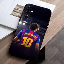 Futbolas Lamine Yamal Telefono dėklas Juodas Silikoninis Minkštas Samsung Galaxy A73,A72,A71,A70,A53,A52,A51 Samsung a53 5g