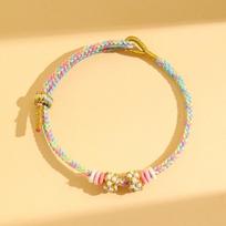 Peach Blossom Dragon Boat Festival Five-Color Luck Charm Beaded Bracelet - Semi-finished Red Rope Ornament