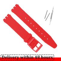 Silikoninis dirželis Swatch laikrodžiui 16mm 17mm 19mm 20mm Atsparus vandeniui Minkštas guminis laikrodžio dirželis Apyrankė Dirželiai 17mm raudona