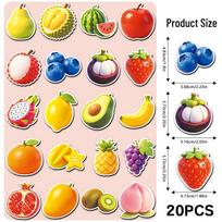 20 Original 3D Fruit Soft Magnetic Refrigerator Magnets - Realistic, Childlike DIY Stickers for Blackboard & Metal Cabinets 5.5-8.5CM