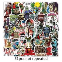 51-Piece Zombie Horror Graffiti Sticker Set for Luggage, Scooters, Tablets, and Cars