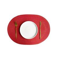 Handwoven Oval Placemats Heat Resistant Pad Polyester Fiber Trivet Small raudona