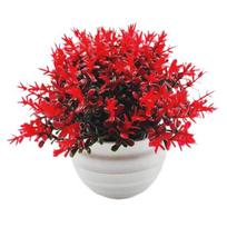 1 Set Artificial Plant Pot Ornamental Photo Props Plastic Desktop Fake Grass Plants for Outdoor raudona