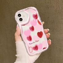 Pink love for iPhone17promax mobile phone case Apple 16 cream wave 14/13 soft case 11/15 apple 7/8/se