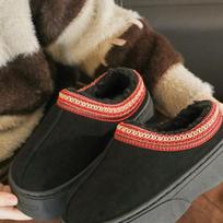 New Winter Women Snow Warm Suede Leather Lazy Loafers Boots Shoes Woman Lady Female Flat  Boots Mules 2024 36 juoda