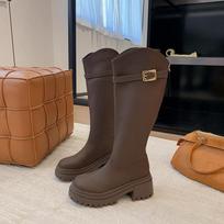 Platform Women Knight Long Boots Fashion Warm Fur Shoes Autumn Winter Square Heels Ladies Knee High Women Booties 36