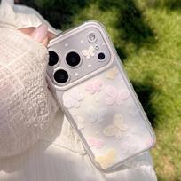 ins storm point butterfly applies to Apple 16/17Pro mobile phone case iPhone15 side love 14/13 transparent IPhone17ProMax