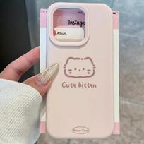 Simple line cat is suitable for iPhone16/17pro mobile phone case Apple 14 liquid 13 Korean 12 cartoon 15 IPhone17ProMax