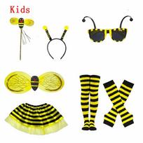 Tutu Skirt Bee Costume Set Striped Knee Stocking Bee Dress Up Set Honey Bee Costume  For Kids Kids