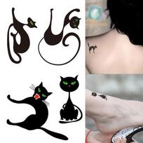 Juokingi Helovino laikinų tatuiruočių lipdukai, neskausminga momentinė tatuiruotė Kitty Cat