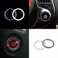 2 vnt metalinio kalnų krištolinio akmens automobilio variklio paleidimo mygtuko žiedo dangtelio lipduko puošmena raudona