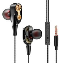 QKZ CK8 laidinės 3,5 mm ausinės super žemųjų dažnių keturių branduolių dviejų tvarkyklių stereofoninės ausinės su mikrofonu juoda