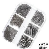 6 tinkleliai mini nerūdijančio plieno metaliniai karoliukai 3D aukso spalvos maži mikro karoliukai „pasidaryk pats“ nagų dailės dekoravimo priedai gray
