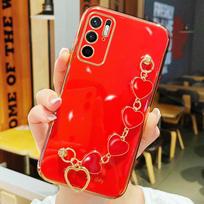 „Redmi Note10 Case“ prabangūs širdies apyrankių laikiklio dėklai, skirti „Redmi Note 10 10S 10Pro 9S 9T 8Pro 8 8A 8T 7A 9 9A 9C“ dangtelis „Redmi10“ Redmi Note11 raudona