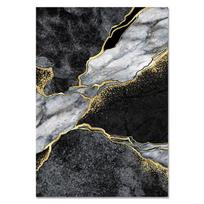Marmuro tekstūra Abstraktus plakatas juodas su aukso folija sienos meno spaudinys Modernus drobės tapyba Šiaurės šalių dekoratyvinis paveikslas Namų dekoras 20x30cm balta