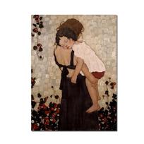 Abstrakčios drobės tapyba garsioji motina ir vaikas, autorius Gustavas Klimtas Plakatų ir spaudinių sienų paveikslai, skirti gyvenamojo kambario dekorui Cuadro 21x30 No Frame