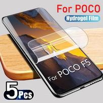 5 vnt. skirta POCO F5 Pro hidrogelio plėvelei Itin plonos ekrano apsaugos, skirtos POCO F4 F3 X3 NFC X4 GT M5S M5 C40 M3 M4 X5 Pro 5G Not Glass For Poco M2 gryna