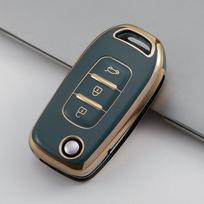 Aukso briaunos automobilio raktų dėklo fob dangtelis, skirtas Renault Kadjar Captur Megane 3 Symbol Logan 2 Sandero 2 Dacia Duster raktų pakabuko priedai mėlyna