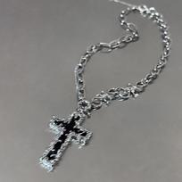 Vintage Cross Pendant Necklace Women's Ins Hip-hop Sweet Cool Rudens žiemos megztinio grandinėlė Mažas dizainas Sense Accessories Faith Moterų karoliai sidabras